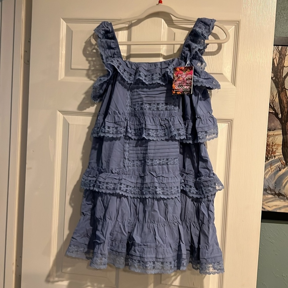Blue Ruffled Jumpsuit - Picture 4 of 11